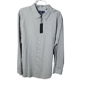 FIVE FOUR Men's 2XL NWT Long Sleeve Grey Dress Shirt.
